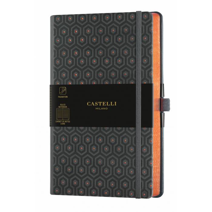 Σημειωματάριο CASTELLI 13X21 Honey comb black & copper
