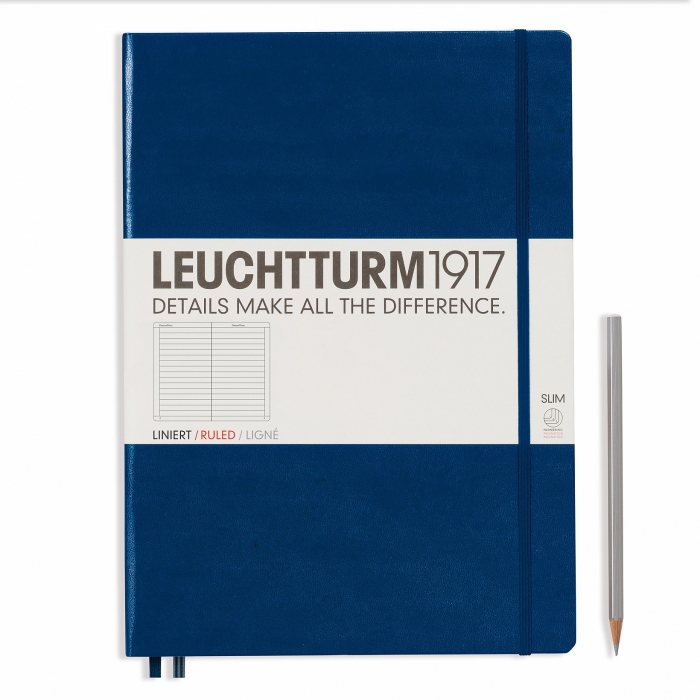 Σημειωματάριο LEUCHTTURM1917 A4+ Masterslim ριγέ μπλέ (navy)