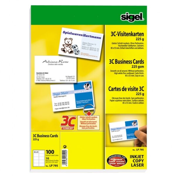 Κάρτες επισκεπτηρίου SIGEL LP-795 10 κάρτες/φύλλο-πακ.10φ