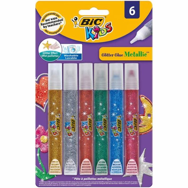 Glitter glue BIC kids  με 6X10.5ml μεταλλικά χρώματα