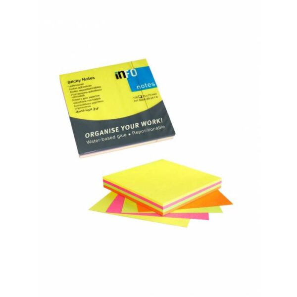 Αυτοκόλλητα χαρτάκια  INFO  75Χ75mm 4 χρωμάτων 100Φ neon 5654-39